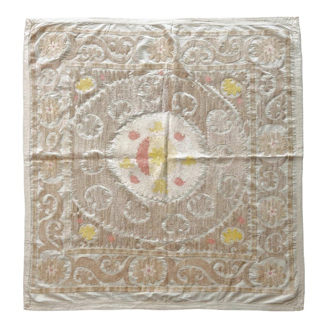 Suzani Wall Decor - Hand-Embroidered Embroidery 3'9'' X 4' For Sale