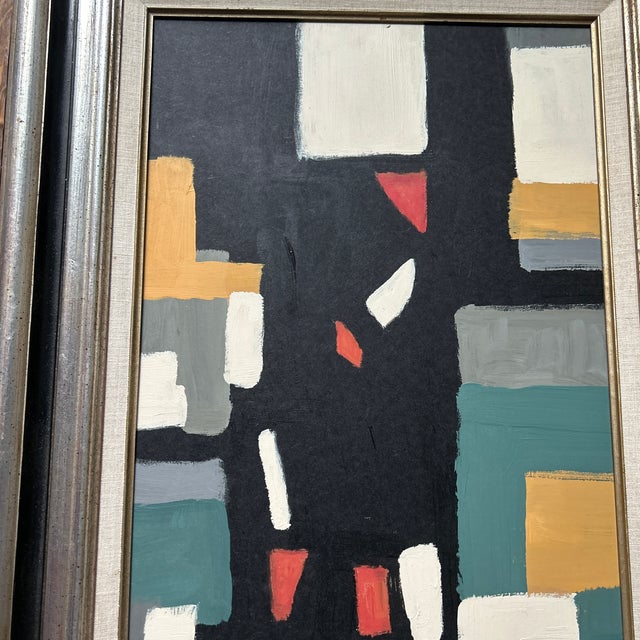 Contemporary original abstract painting by Stephen Heigh. Signed and framed. Measures 15x30 / approximately 23.5x38.5...