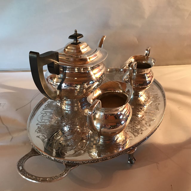 Silver Tea Set on Footed Tray by Viners, Sheffield Set of 4 Chairish