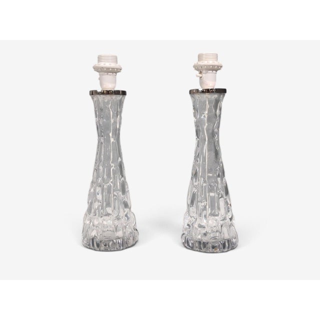 1960s Mid Century Modern Carl Fagerlund, Table Lamps, Textured Glass, Chrome For Sale In New York - Image 6 of 12