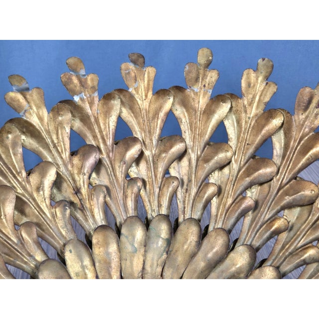 1950s Gold Metal Tole Sunburst Shade for Ceiling Light Fixture, Made in Italy For Sale - Image 17 of 18