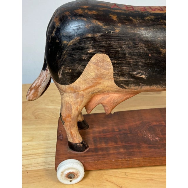 Folk Art Advertising IXL Creamery, 1944, Hand Carved Milk Cow Prize/Trade Sign, Artist Signed, W. Rule This unique 1944...