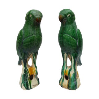 Majolica Roof Final Parrot - Pair For Sale