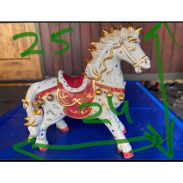 Chinese Chinese Cloisonné Horse Figurine With Gold-Tone Accents For Sale - Image 3 of 7