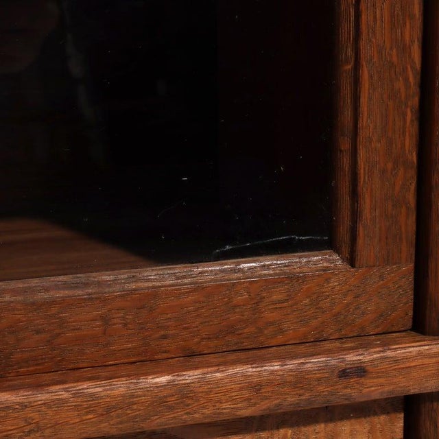 Antique Globe Wernicke Arts & Crafts Oak 3-Stack Barrister Bookcase C1920 For Sale - Image 6 of 11