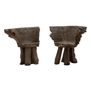 Vintage Sculptural Burlwood Side Chairs, 1970s, Set of 2 For Sale