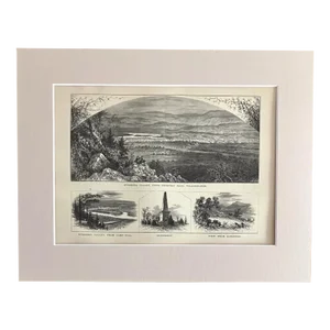 Antique 1874 Wood Engraving of Wyoming Valley, PA in Frame-Ready 11x14 Mat