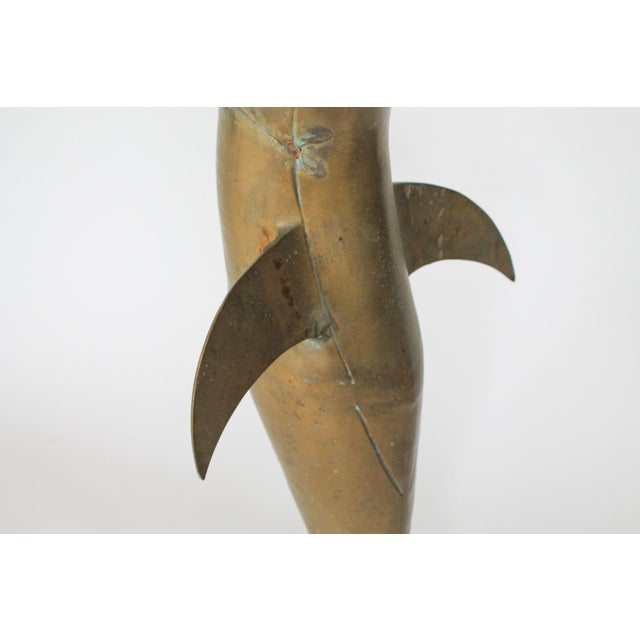 Vintage 1970's Brass Dolphin Sculpture For Sale - Image 10 of 11
