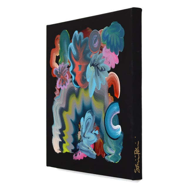 Abstract Serious Energy - Colorful Textural Original Contemporary Abstract Acrylic Painting on Canvas by Shiri Phillips For Sale - Image 3 of 9