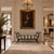 An exceptionally decorative neoclassical window settee in the manner of Maison Jansen, featuring an ebonized wood frame...