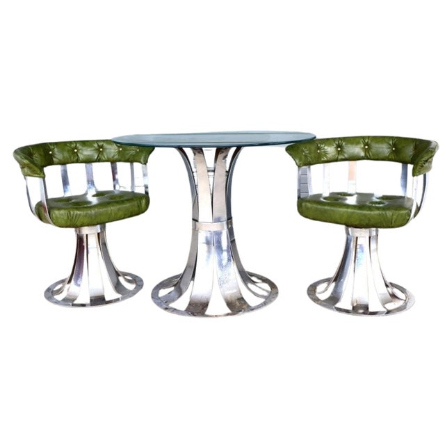 Russell Woodard Russell Woodard Style Chrome Swivel Dining Set – Mid-Century Modern - Set of 3 For Sale - Image 4 of 9