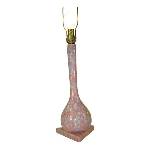 1970s Mid Century Modern Table Lamp Triangle Ball Pink Blue Glaze Ceramic For Sale