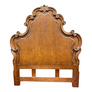 Traditional Style Carved Wood Headboard - Queen Size For Sale