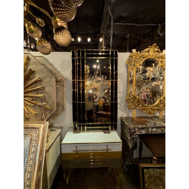 Early 21st Century Modern Italian Designer Black Glass and Polished Brass Mirrors For Sale - Image 5 of 6