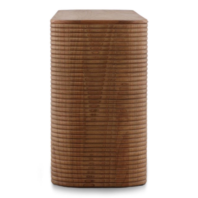 Mid-Century Modern Organic Ribbed Wood Rounded Sideboard For Sale - Image 3 of 7