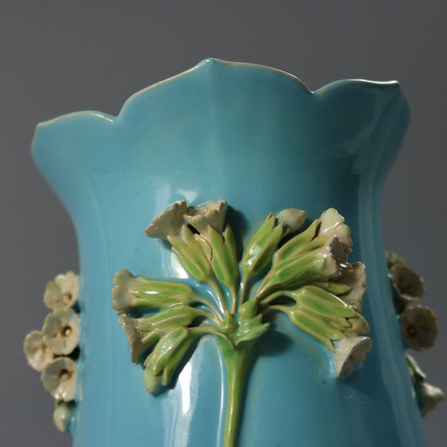 Minton Majolica Floral Vase With Bulb Feet For Sale - Image 13 of 13