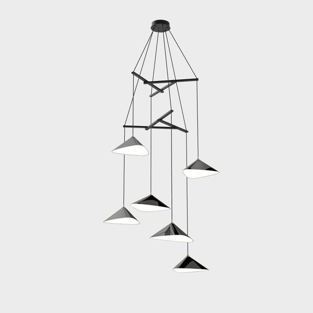 Wood Daniel Becker 'Emily Vertikal 6' Chandelier in Anthracite/Black for Moss Objects For Sale - Image 7 of 12