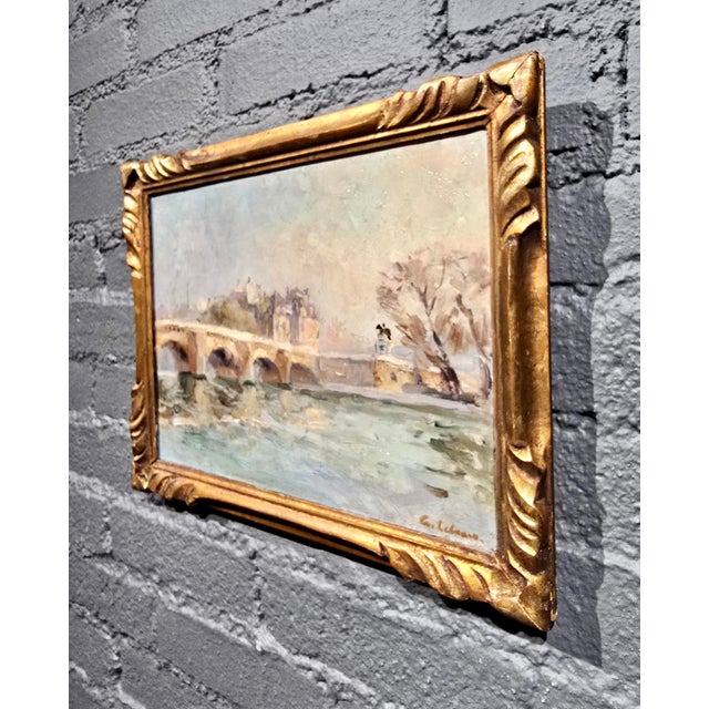 Sky Blue Albert Lebourg —Pont De Paris — 1880s French Impressionist Oil Painting For Sale - Image 8 of 10
