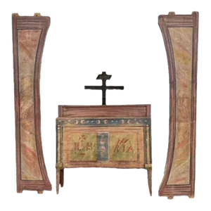Early 19th Century Painted Austrian Bed Frame Antique Alpine Chalet Decor