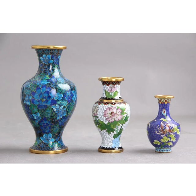 Chinese Jingfa Vases in Enamel, Metal & Wood, 1960s, Set of 3 For Sale - Image 10 of 10