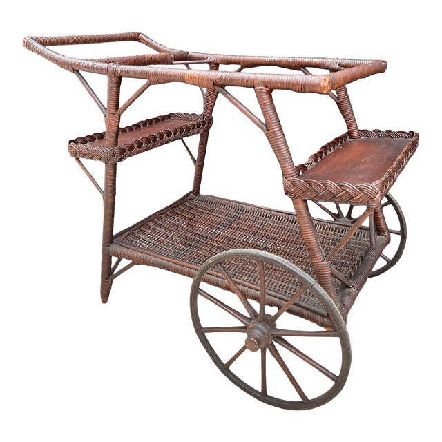 Antique Wicker Tea Cart Chairish
