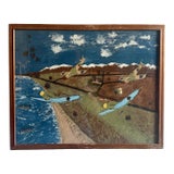 1980s WWII Narrative Battle Scene Folk Art Painting, Signed Gilbert W. Schuett For Sale