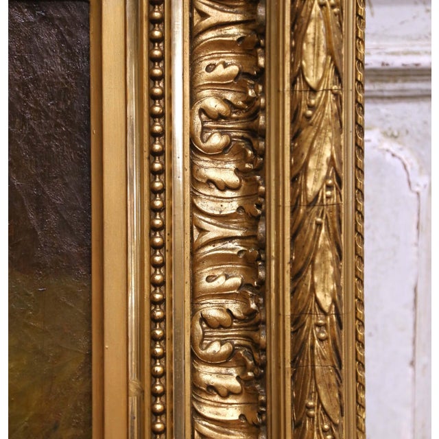 19th C. French Pastoral Oil on Canvas in Giltwood Frame by Charles Hélygouët For Sale - Image 12 of 13