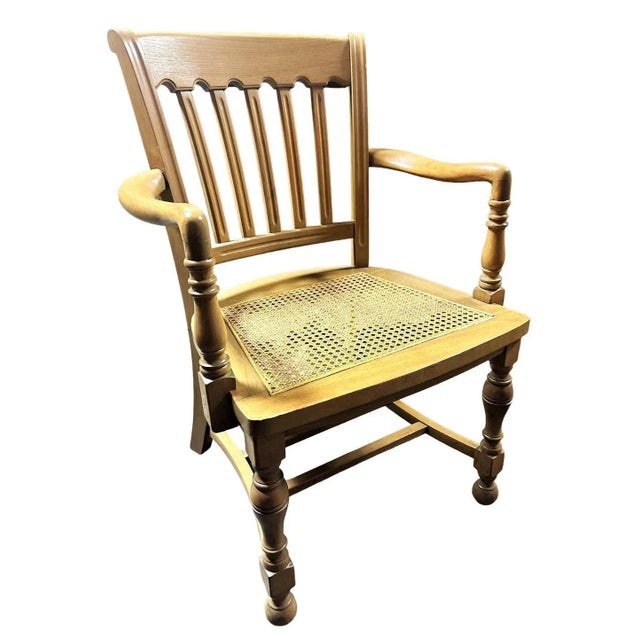 Brown Cerused Walnut and Cane Chairs in a Mid 20th Century Spanish Style - a Pair For Sale - Image 8 of 10