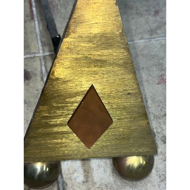 Metal 1960s Mid-Century Modern Firedogs/Andirons in Brass With Copper Detail - Set of 2 For Sale - Image 7 of 12