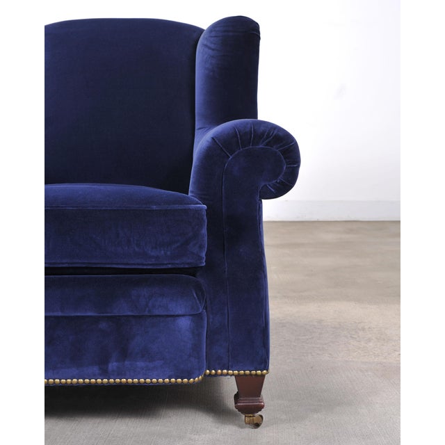 Ralph Lauren English New Bohemian Artist’s Chair in Blue Velvet For Sale - Image 16 of 18