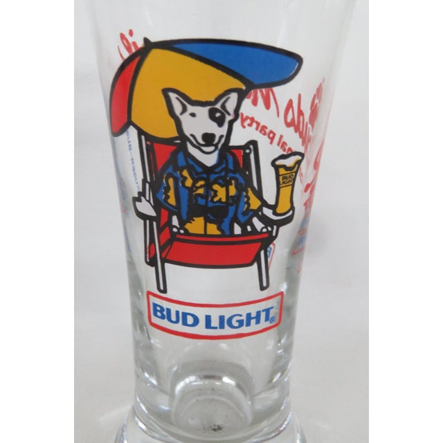 Bud Light Pilsner Glasses Set of 4 Spuds MacKenzie 1987 Anheuser Busch Inc 4842b For Sale In Miami - Image 6 of 9