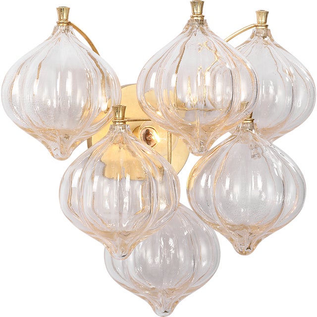 2020s Julie Neill for Visual Comfort Signature Caselli 15" Sconce in Gild with Gold Fleck Glass For Sale - Image 5 of 11