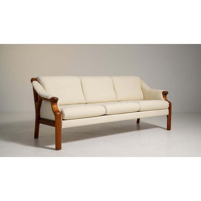 Danish Modern Bouclé Upholstered Sofa, Antique, Denmark, Circa 1970 For Sale - Image 10 of 11