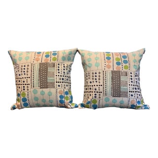 Vintage Marimekko Pillows in "Korona" Design With Down Feather Inserts- a Pair For Sale