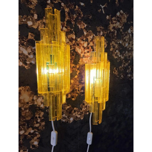 1970s Yellow and Green Acrylic Wall Lamps by Claus Bolby for Cebo Industri, 1960s, Set of 2 For Sale - Image 5 of 8