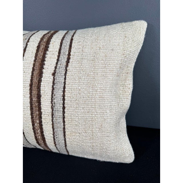 Turkish Hemp Pillow Cushion Natural Beige Brown Pillow Cushion Cover 16" x 24" For Sale - Image 4 of 4