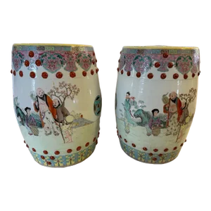 Chinese Garden Seat End Tables -A Pair