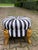 1990s 1990s French Louis XVI Gilded Ottoman Bench in Black & White Striped Velvet, Refinished For Sale - Image 5 of 10