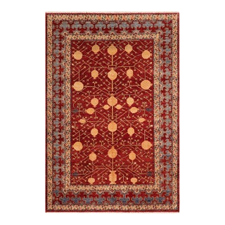 Shabby Chic Tribal Super Kazak Red/Blue Wool Rug - 6'10'' X 9'6'' For Sale
