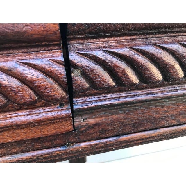 Brown Art Nouveau Console with Drawer in Solid Oak, 1920s For Sale - Image 8 of 18