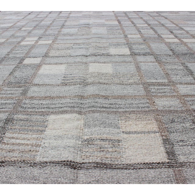 Gray Geometric Scandinavian Flat-Weave Rug by Keivan Woven Arts 10'4 X 14'3 For Sale - Image 9 of 13