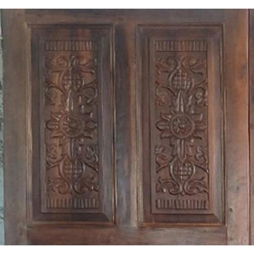 Vintage Hand-Carved Floral Wood Barn Doors | Natural Resort-Style Statement Doors 96 For Sale - Image 4 of 7
