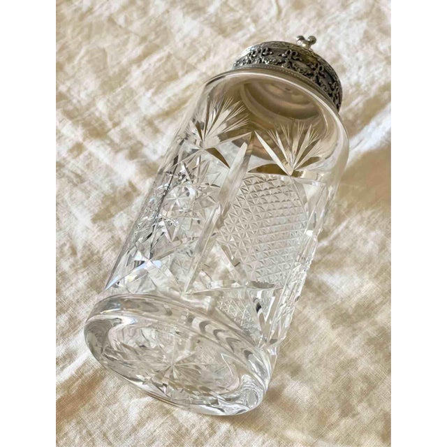 Silver Vintage Louis XVI Shaker in Cut Crystal and Silver-Plated Metal, 1930s For Sale - Image 8 of 11