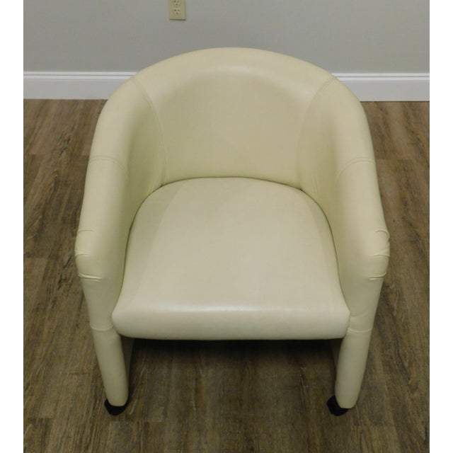 Vintage Set 12 Postmodern Off White Leather Barrel Back ...