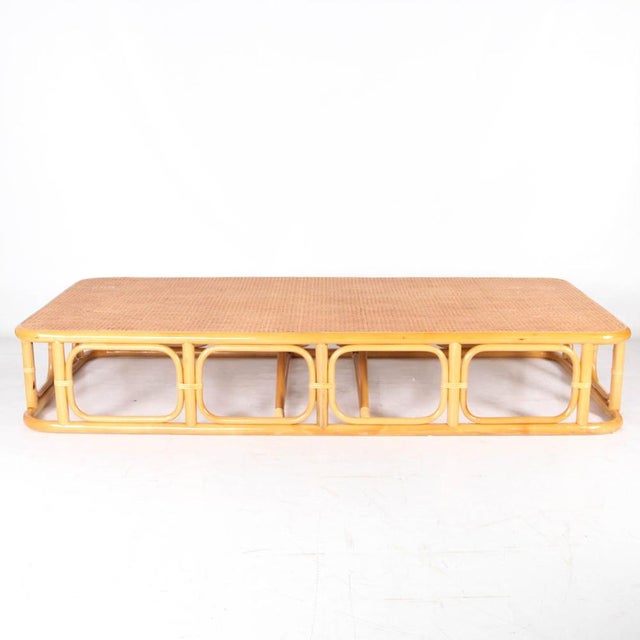 Very large vintage rattan and canework coffee table. Exceptional size, quality work from the 1970s in very good condition.