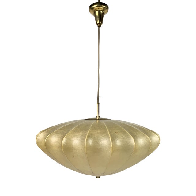 Mid-Century UFO Cocoon Hanging Lamp with Brass by Achille Castiglioni, 1960s For Sale