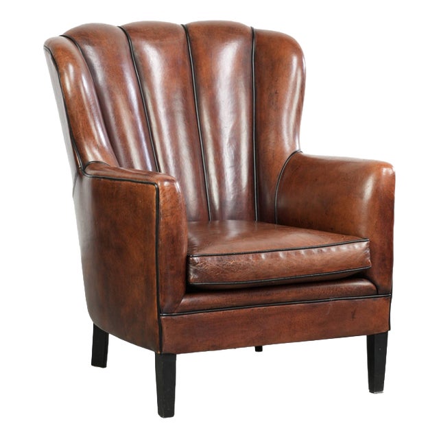 Club Chair in Sheepskin Leather For Sale