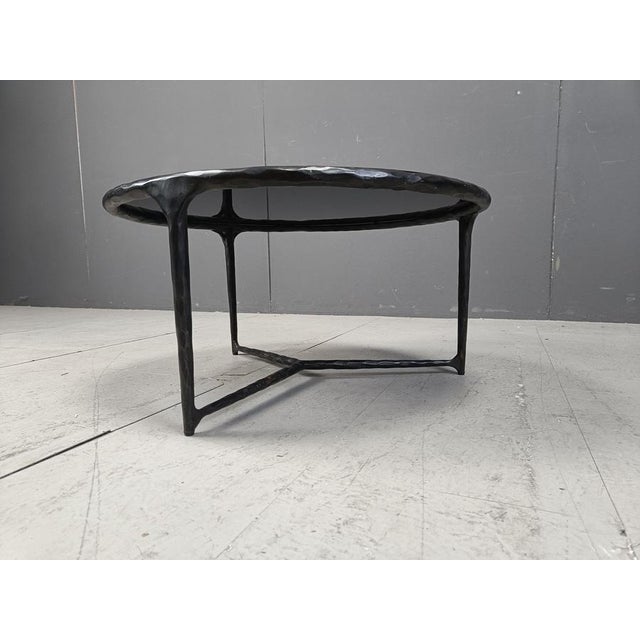 Brutalist Round Sculpted Steel Coffee Table, 1970s For Sale - Image 9 of 13