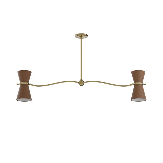 Regina Andrew Gable Linear Chandelier, Antique Natural Brass with Russet Shade For Sale In Detroit - Image 6 of 6