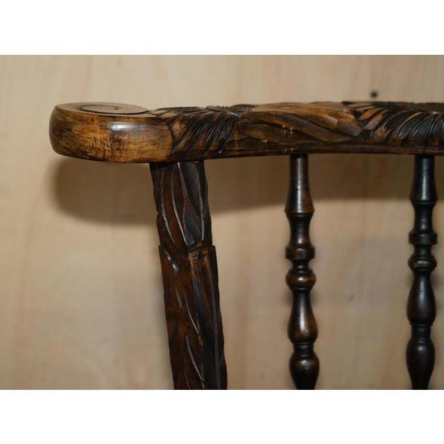 Antique Japanese Armchair with Floral Carving from Liberty's London, 1905 For Sale - Image 6 of 17